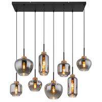 Hängeleuchte Matt Naturfarben max. 40 Watt - Schwarz/Naturfarben, Design, Glas/Naturmaterialien (105/40/120cm) - Globo