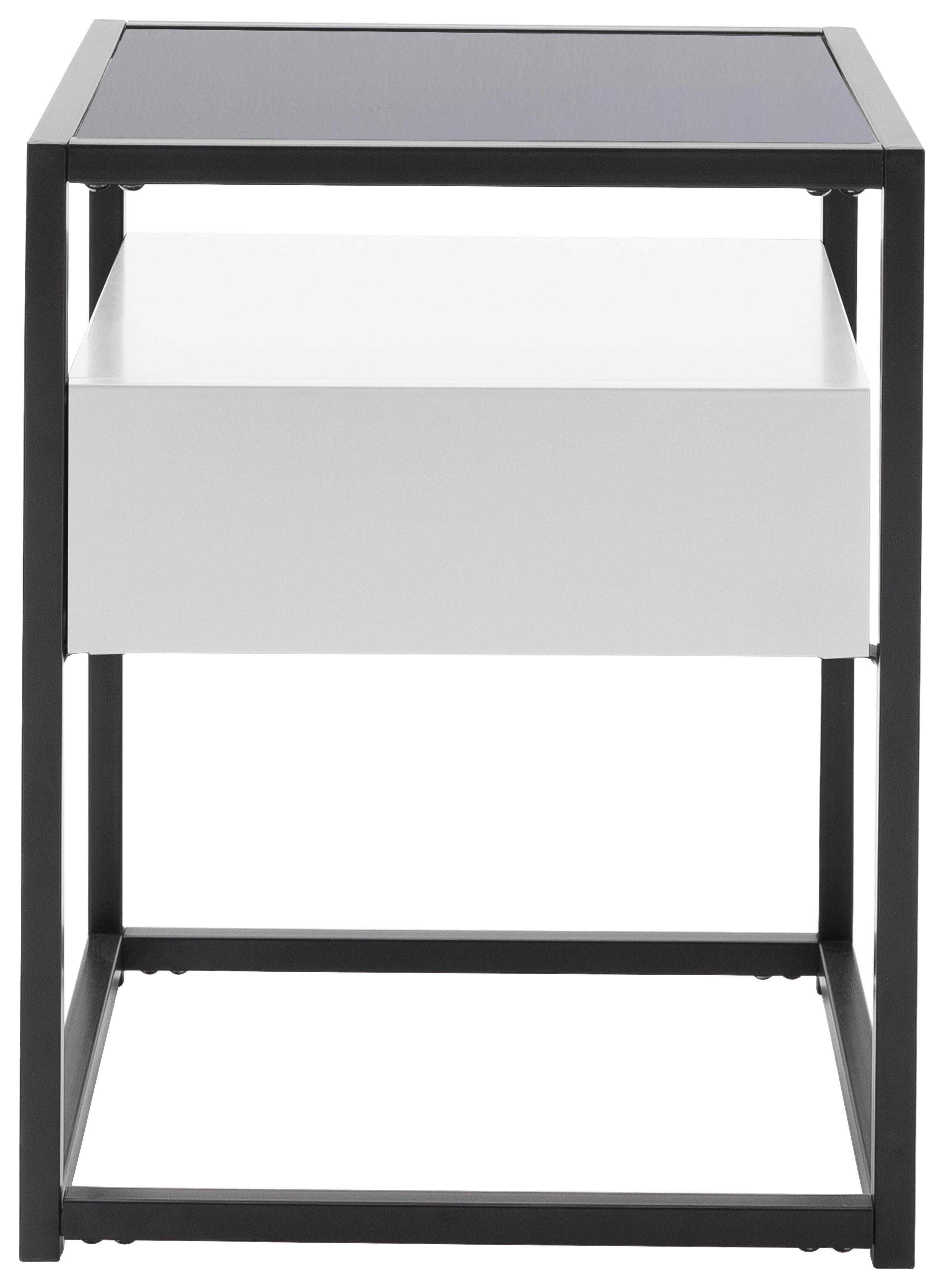 Beistelltisch in Schwarz/Weiss - Weiss/Schwarz, Modern, Glas/Holzwerkstoff (43/54/43cm) - Mömax