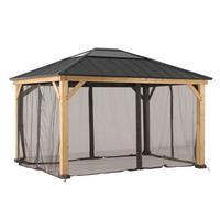 Pavillon-Seitenteil Gazebo Netz Braun ca. 393x452cm - Braun, Basics, Textil (399/220cm)