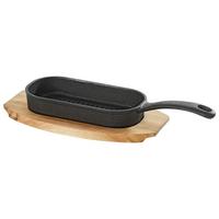 Pfanne Gourmet mit Servierbrett - Schwarz/Naturfarben, KONVENTIONELL, Holz/Metall (31,6/14,5/5cm) - Mömax