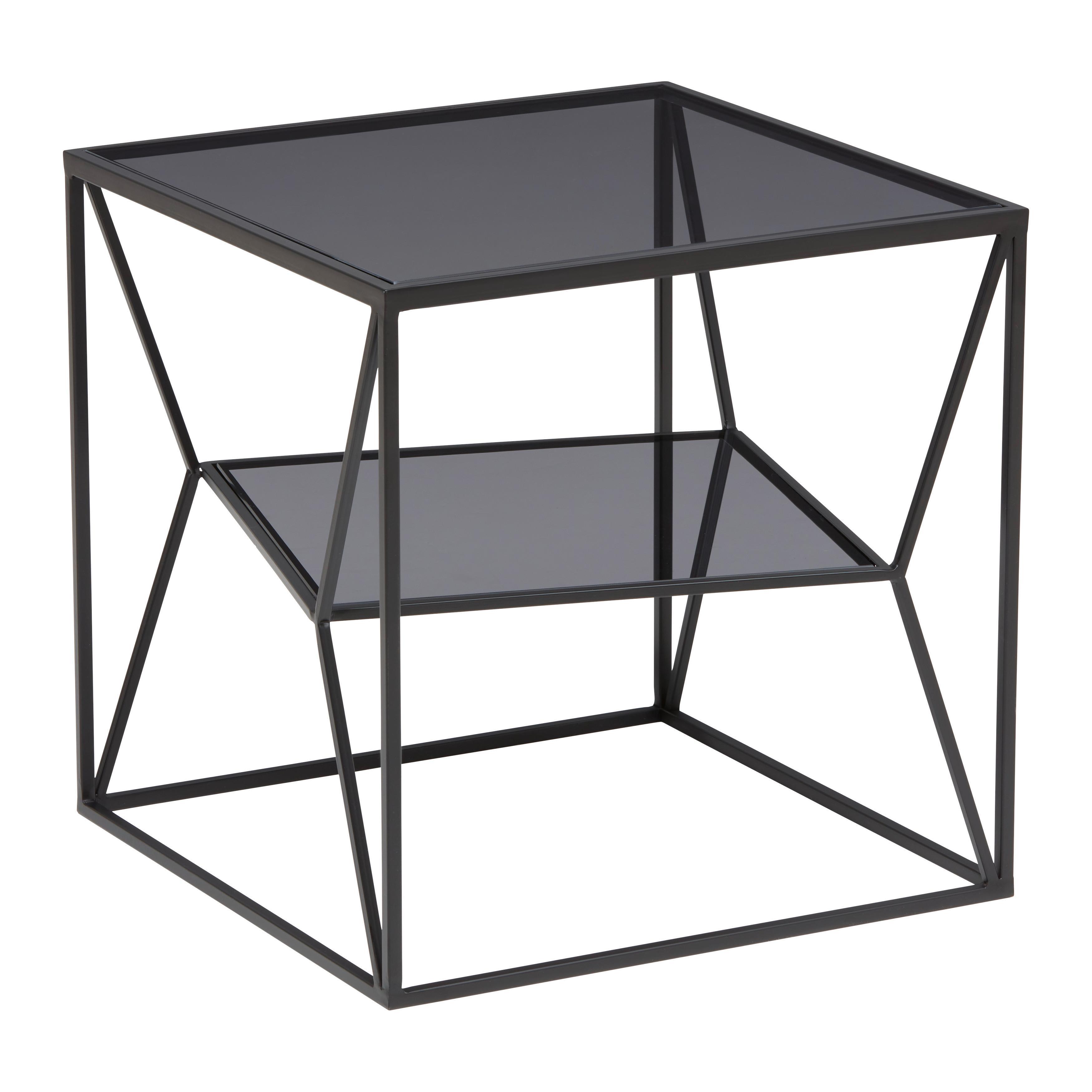 Beistelltisch Angel in Grau/Schwarz - Schwarz/Grau, MODERN, Glas/Metall (45/45/45cm) - Premium Living