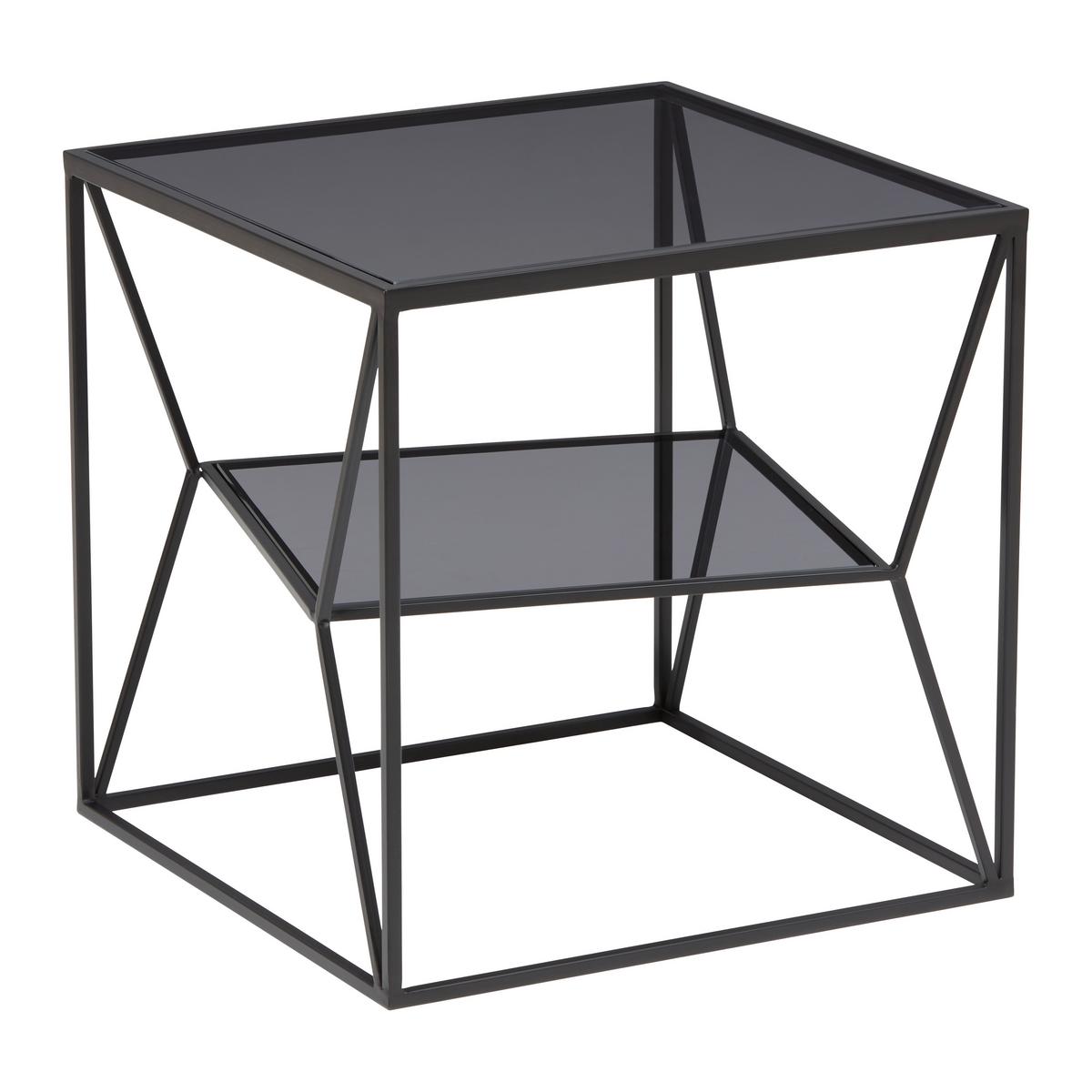 Masă auxiliară ANGEL - negru/gri, Modern, sticlă/metal (45/45/45cm) - Premium Living