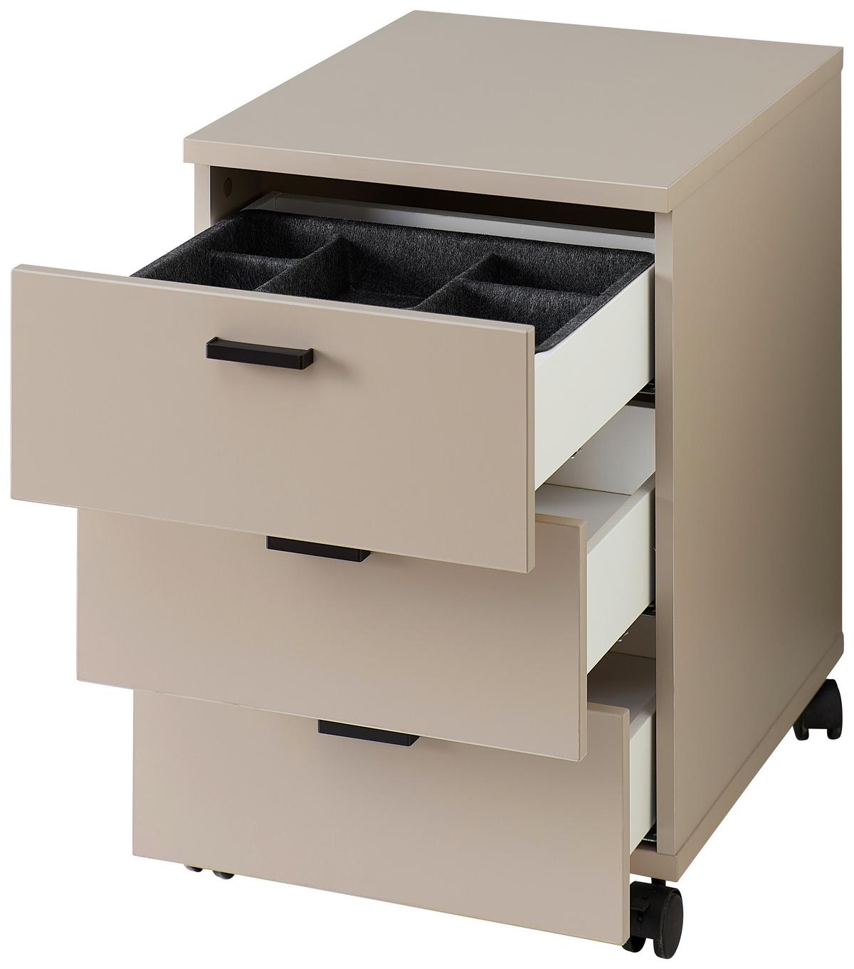Rollcontainer Glenn M Basalt - Kaschmir/Schwarz, MODERN, Holzwerkstoff/Kunststoff (45/66/55cm) - Mömax