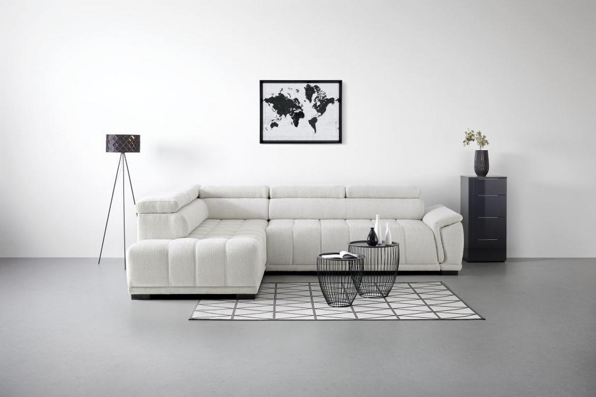 Kutna Garnitura Gremio - sivo-bijela/crna, Moderno, tekstil/plastika (206/283cm) - Modern Living