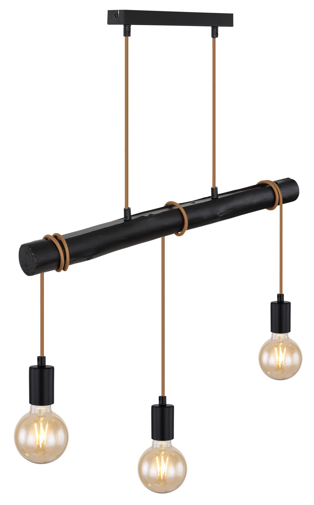 Hängeleuchte Gregor Schwarz max. 60 Watt - Schwarz, Design, Holz/Metall (60/5/120cm) - Globo