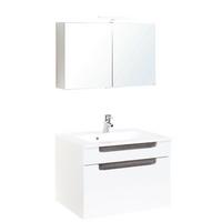 Badezimmer in Weiss/ Eichefarbe 'Siena' - Weiß/Silbereichenfarben, MODERN, Holzwerkstoff/Stein (80cm) - Held