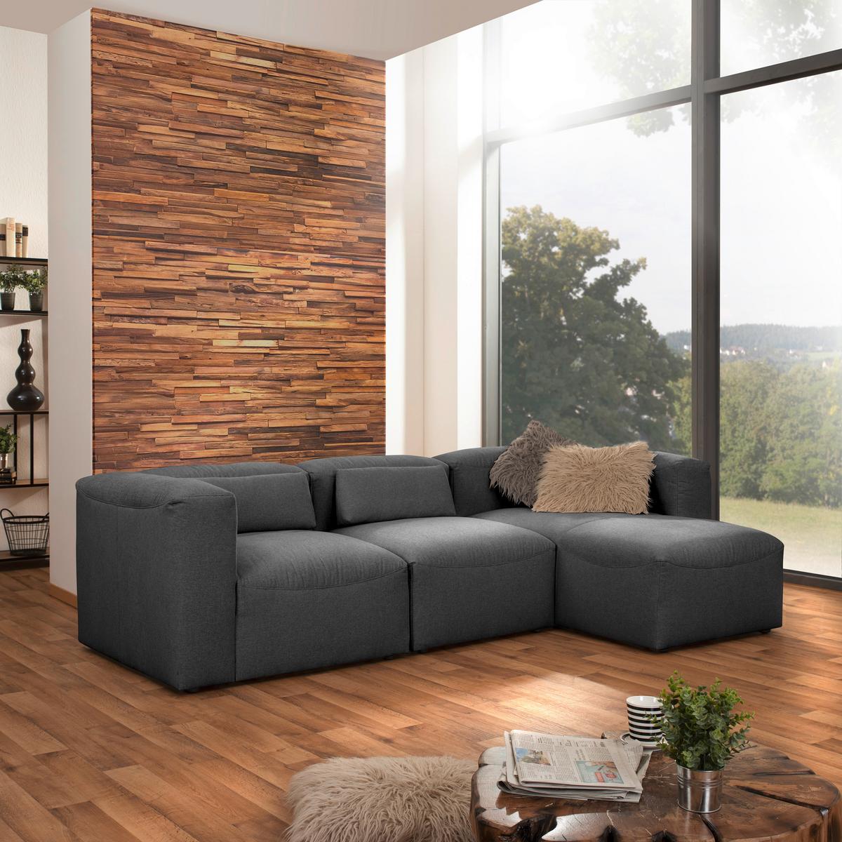 ECKSOFA LENA - Anthrazit, Design, Kunststoff/Textil (275/160cm) - Max Winzer