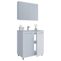 Kopalnica Gilos, Bela - bela/barve aluminija, Moderno, kovina/leseni material (80cm) - MID.YOU