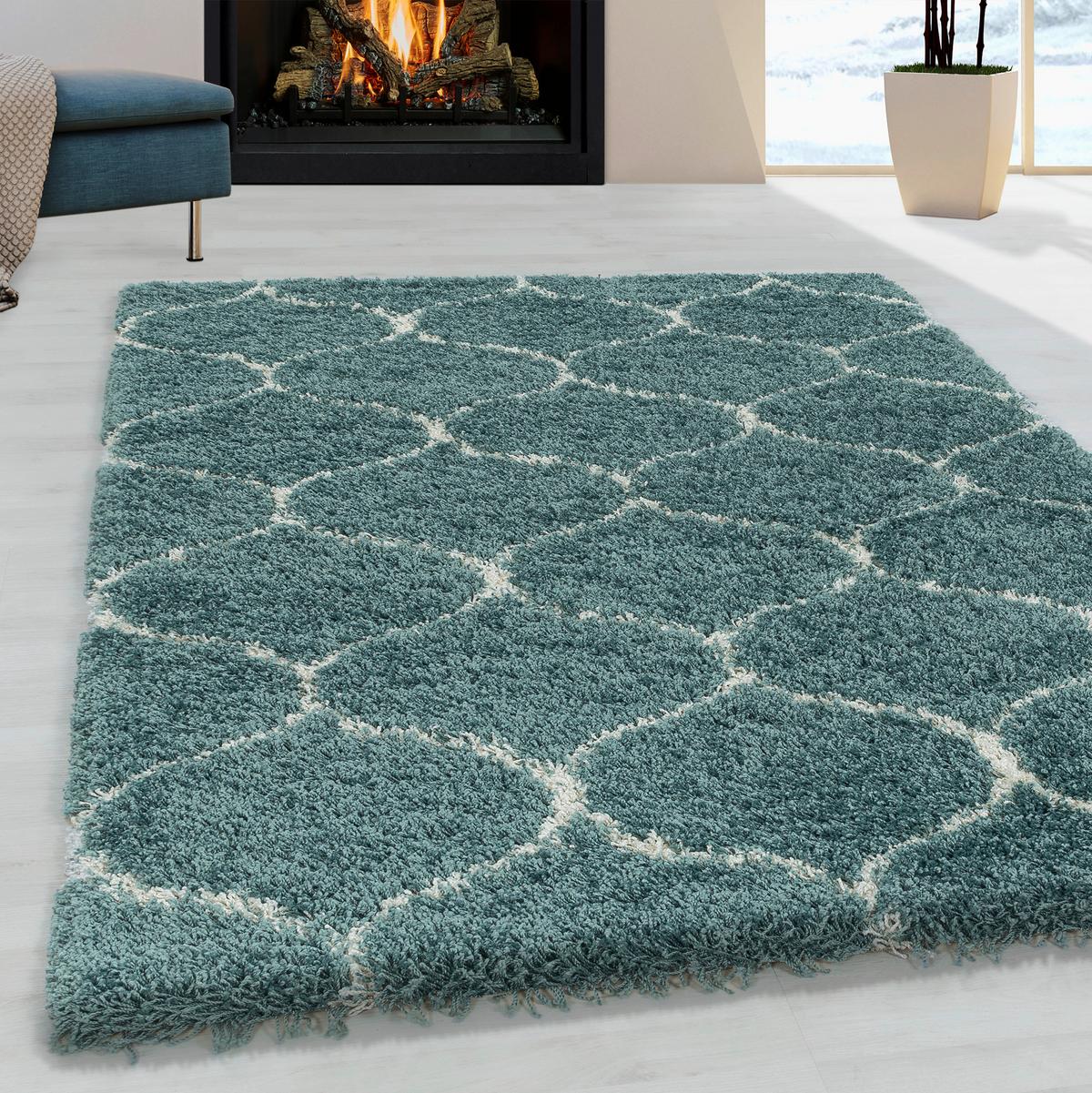 Hochflorteppich Salsa Blau ca. 280x370cm - Blau, Design, Textil (280/370cm)