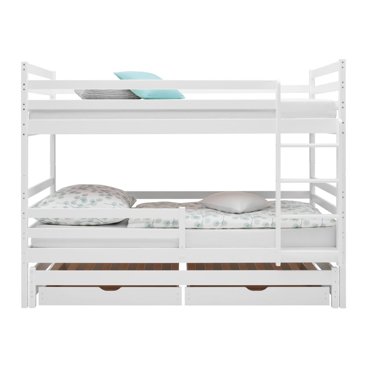 Etagenbett Mila Weiss ca. 90x200cm - Weiss/Birkefarben, Holz (90/200cm) - Mömax