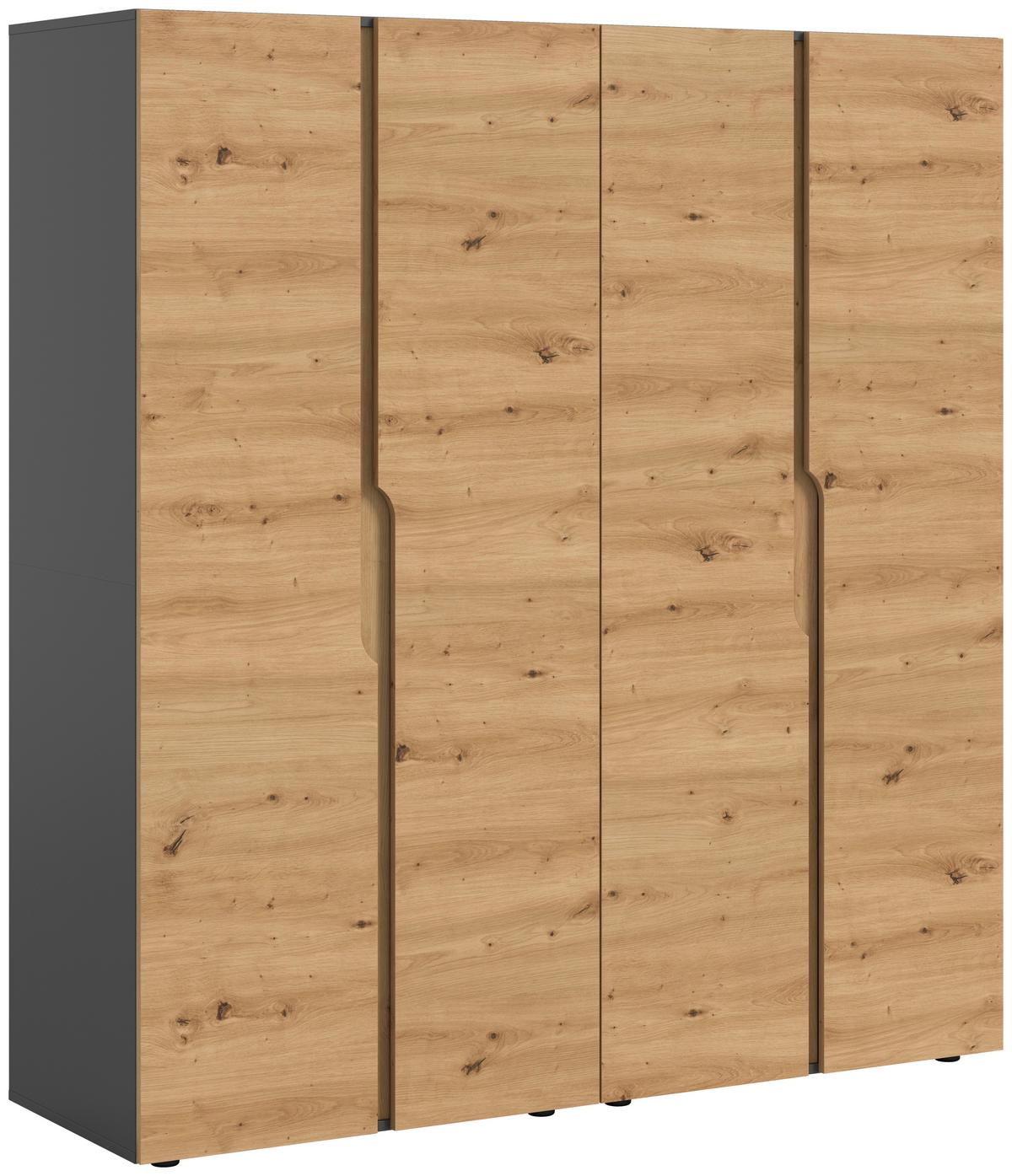 Drehtürenschrank ANGA Eiche Artisan, Anthrazit - Anthrazit/Eiche Artisan, MODERN, Holzwerkstoff (160/180/51cm) - MID.YOU
