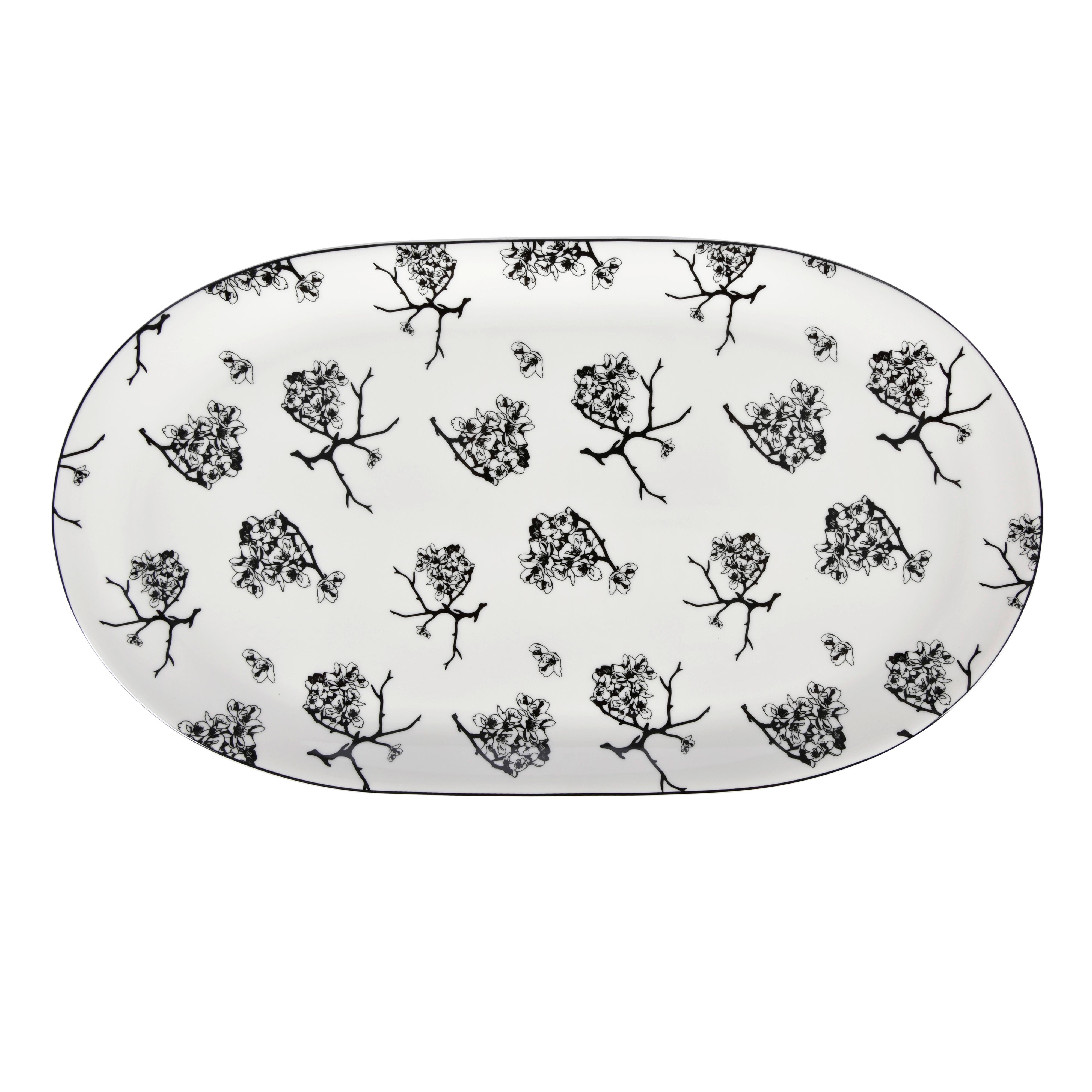 Servierplatte Shiva in Schwarz/Weiss ca. Ø 37,5cm - Weiss/Schwarz, Lifestyle, Keramik (37,5cm) - Premium Living