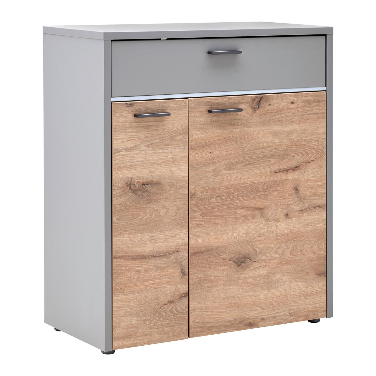 Schuhschrank Dynamic Grau/Eichefarben - Wildeiche/Hellgrau, Modern, Holzwerkstoff (80/92/37cm) - Mömax