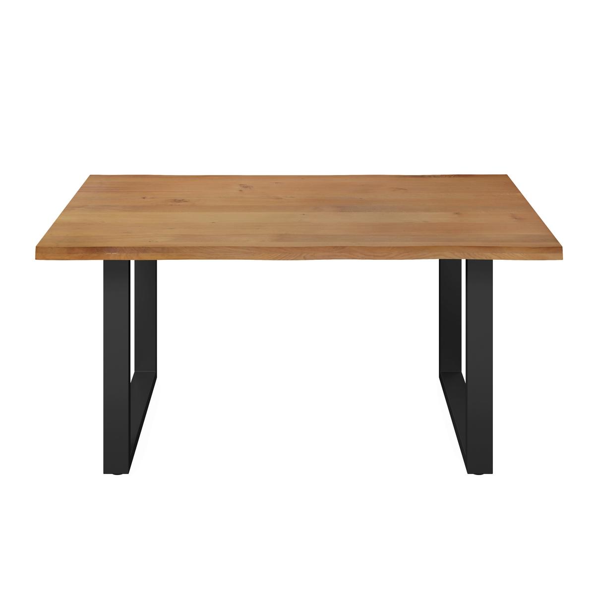 Esstisch Dan in Holz Eiche massiv ca. 180x90 cm - Eichefarben/Schwarz, MODERN, Holz/Metall (180/90/76cm) - Bessagi Home