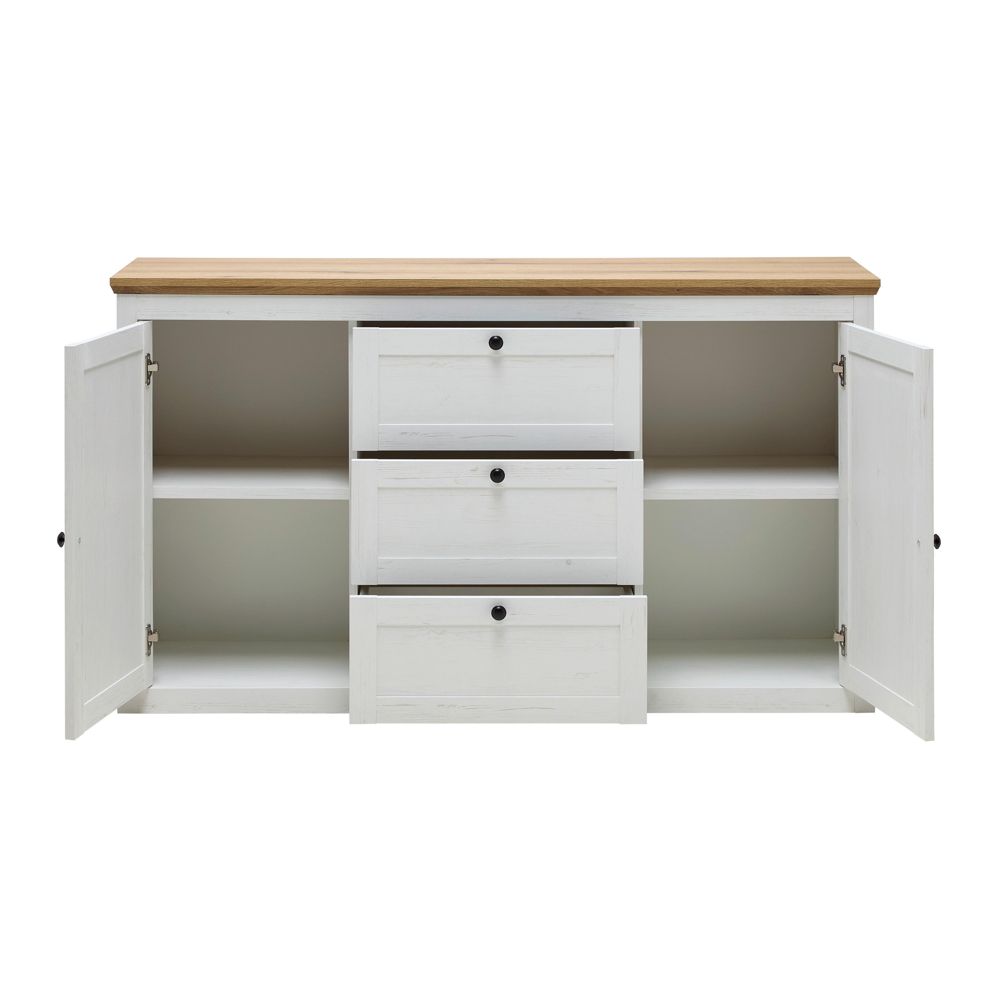 SIDEBOARD KORSIKA -EXKLUSIV- - vit/svart, Romantik / Lanthus, metall/trämaterial (150/85/43cm) - Mömax