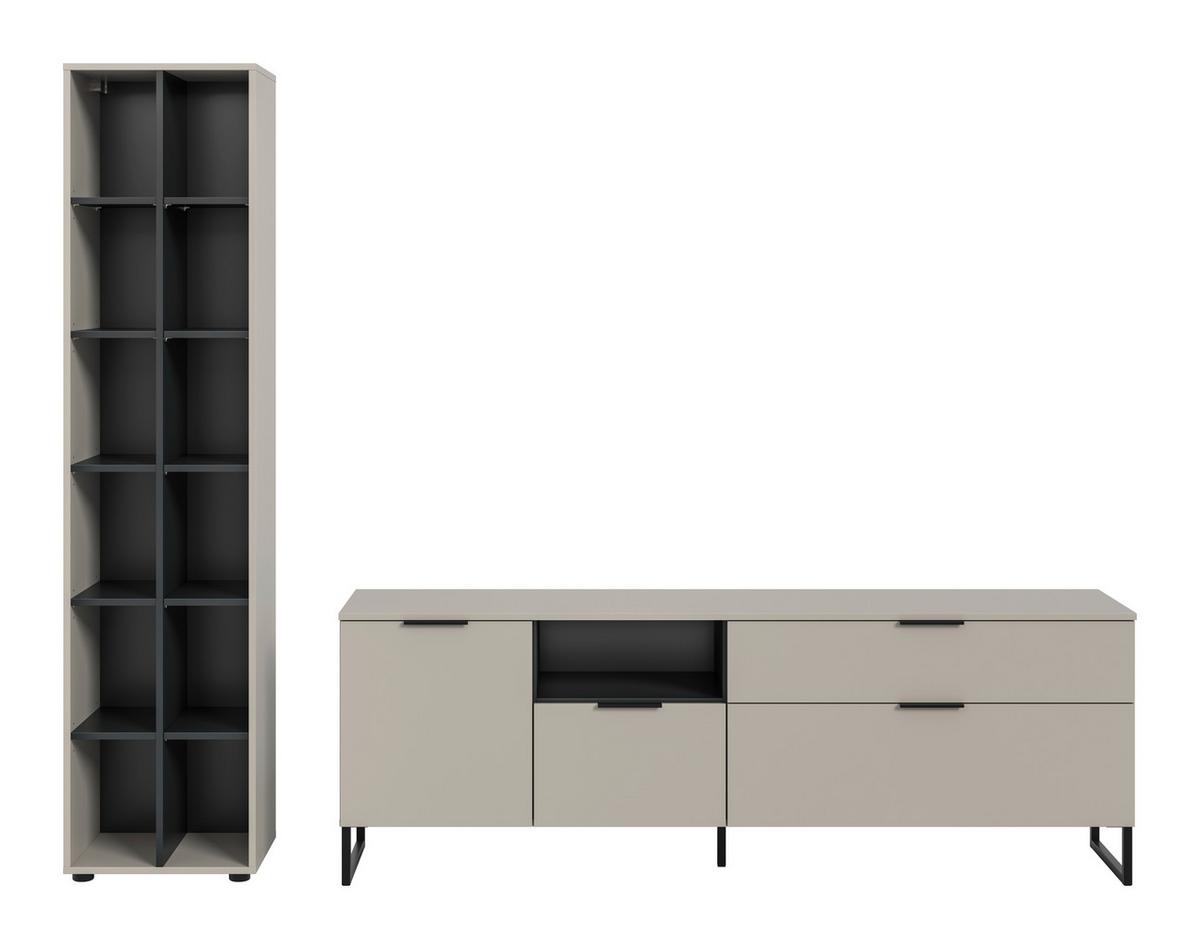 Dnevni Regal Noida, Kašmir, Črna, 2-Delni - kašmir/črna, Design, kovina/umetna masa (245/192/41cm) - Livetastic