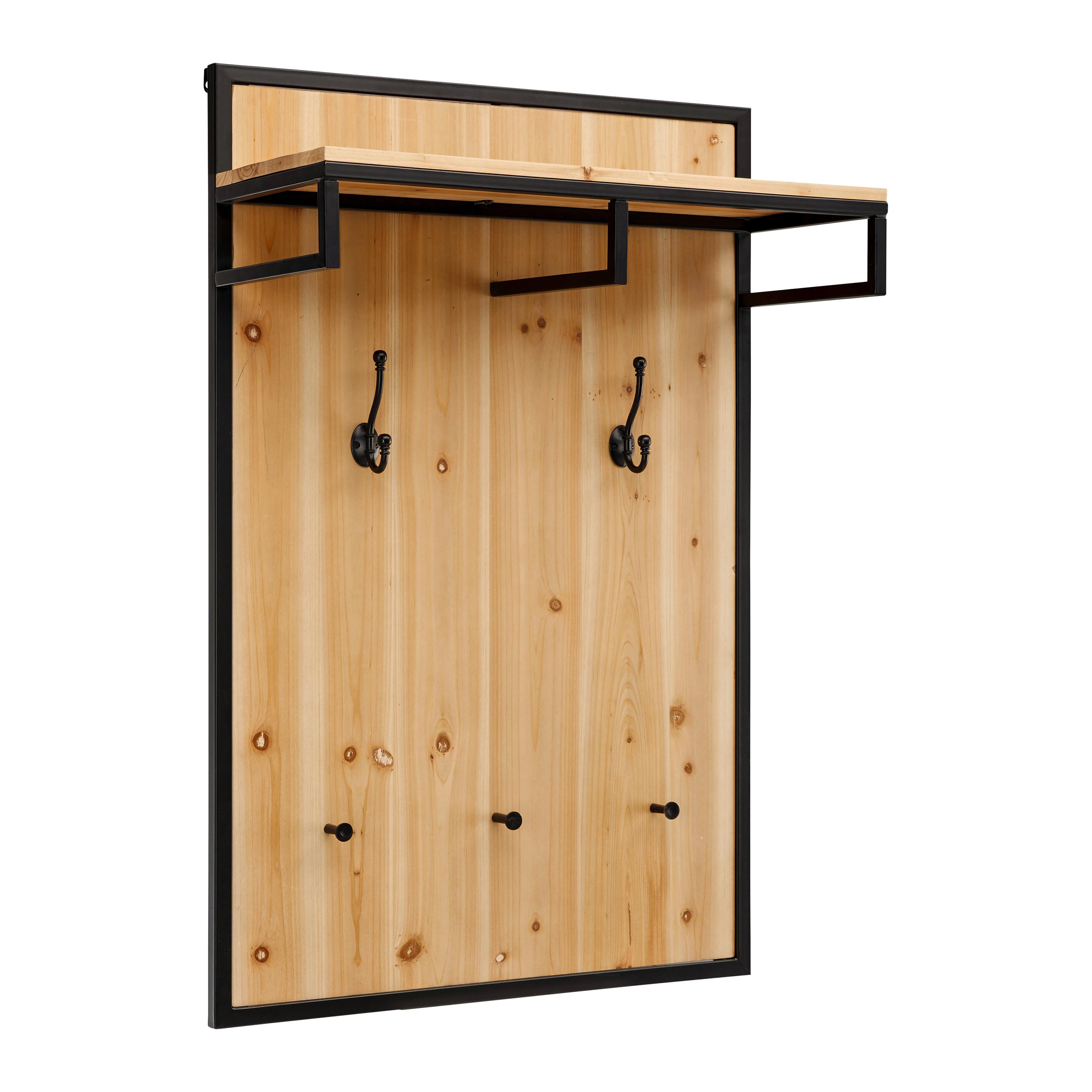 Garderobe Vittoria ca. 67x100 cm Tanne massiv - Schwarz/Naturfarben, MODERN, Holz/Metall (67/100/27cm) - Bessagi Home