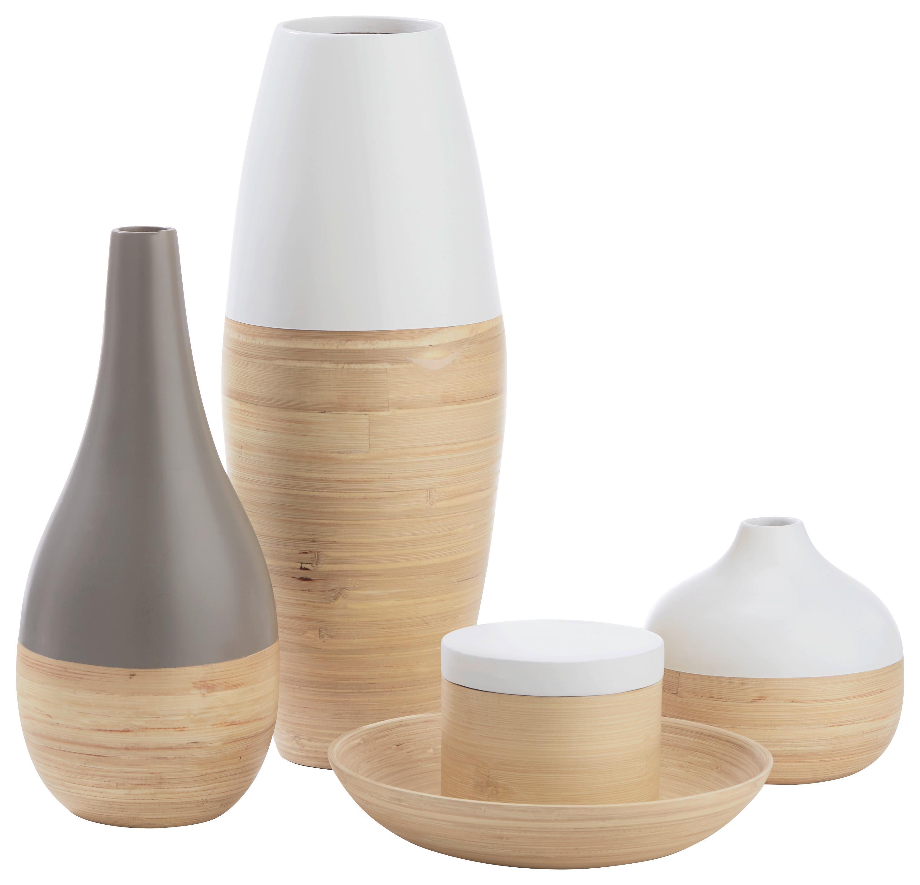 Vase Naturelle Weiß/Natur - Weiss/Naturfarben, Lifestyle, Holz (19/50cm) - Zandiara