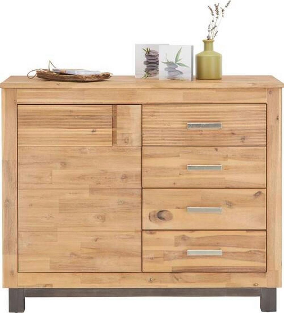 Kommode in Akazienfarben - Silberfarben/Akaziefarben, Konventionell, Holz/Holzwerkstoff (110/90/45cm) - Zandiara