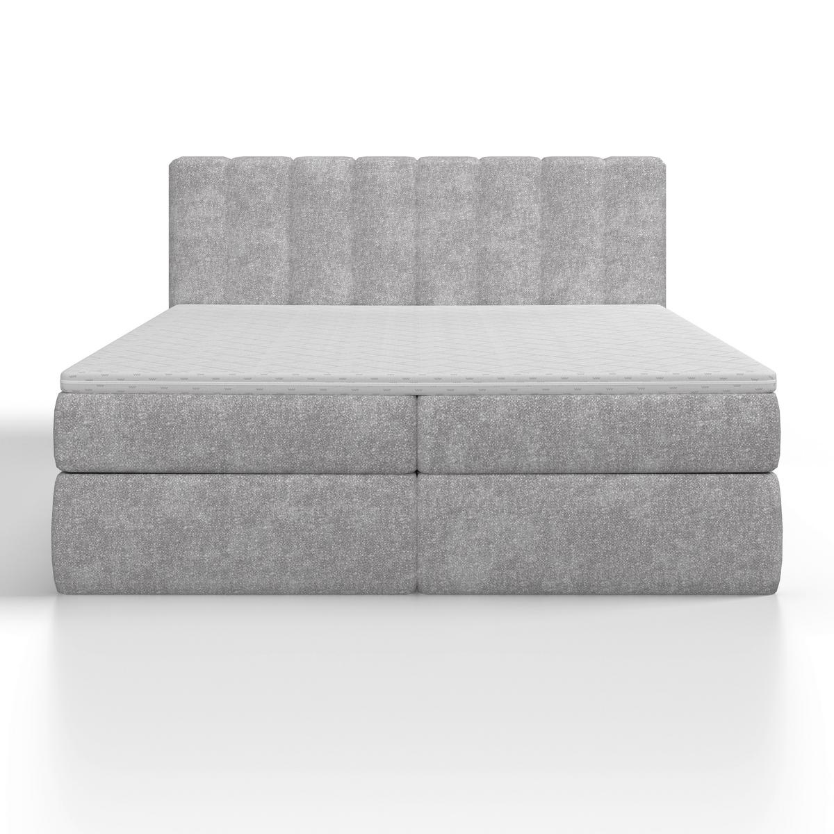Boxbett Mala ca. 180x200 cm Hellgrau mit Topper - Hellgrau/Schwarz, MODERN, Holz/Holzwerkstoff (180/200cm) - Bessagi Home