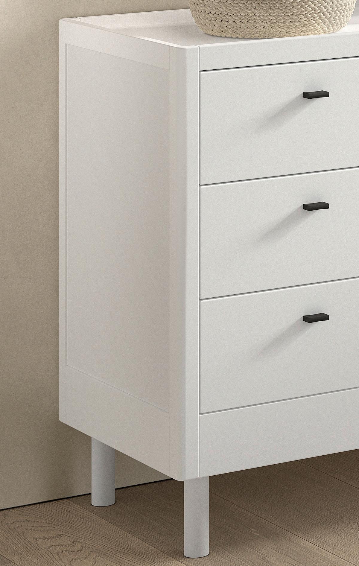 Kommode FORREST Weiß ca.100x95x55cm Echtholz Buche - Schwarz/Weiß, MODERN, Holz/Metall (100/95/55cm) - Vipack