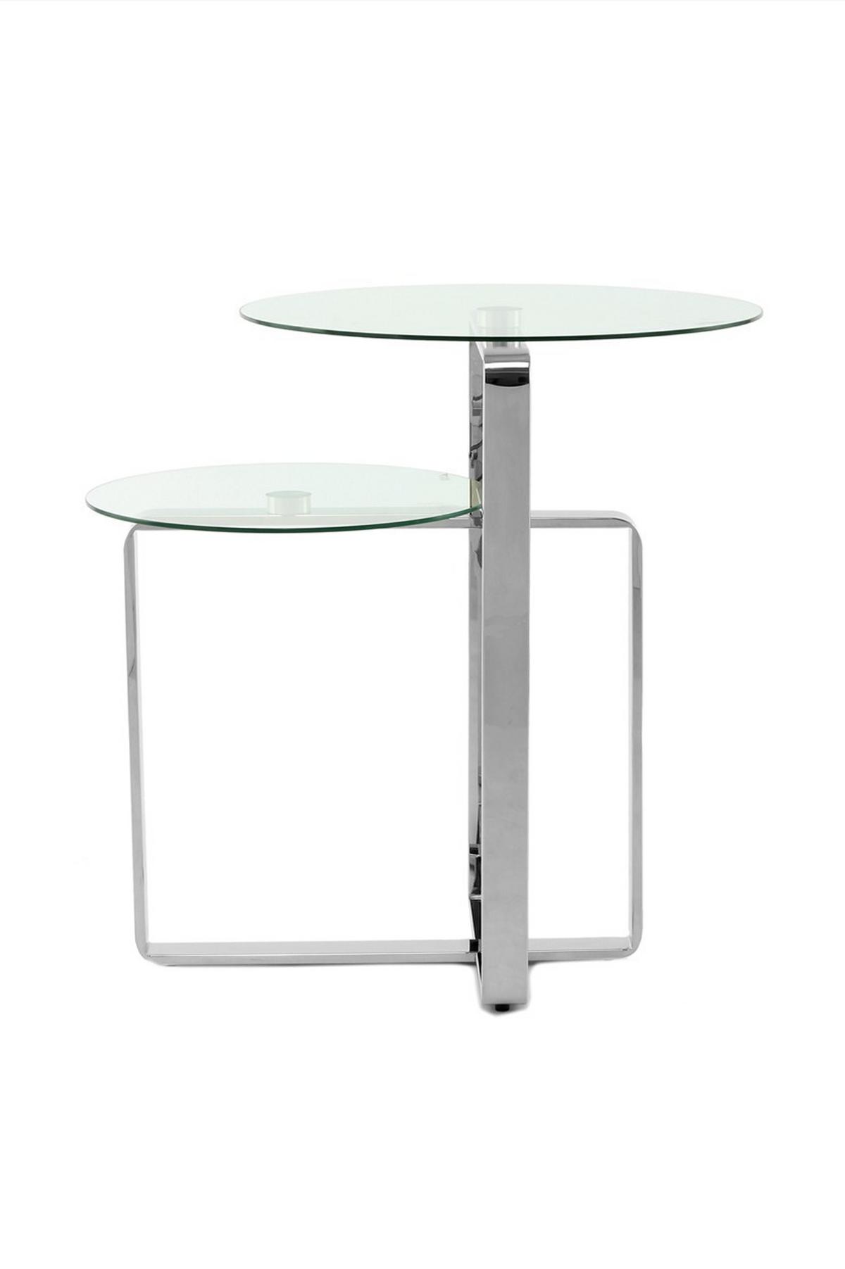 Beistelltisch Catrice 100 Silber - Silberfarben, Design, Glas/Metall (59/60/59cm) - Kayoom