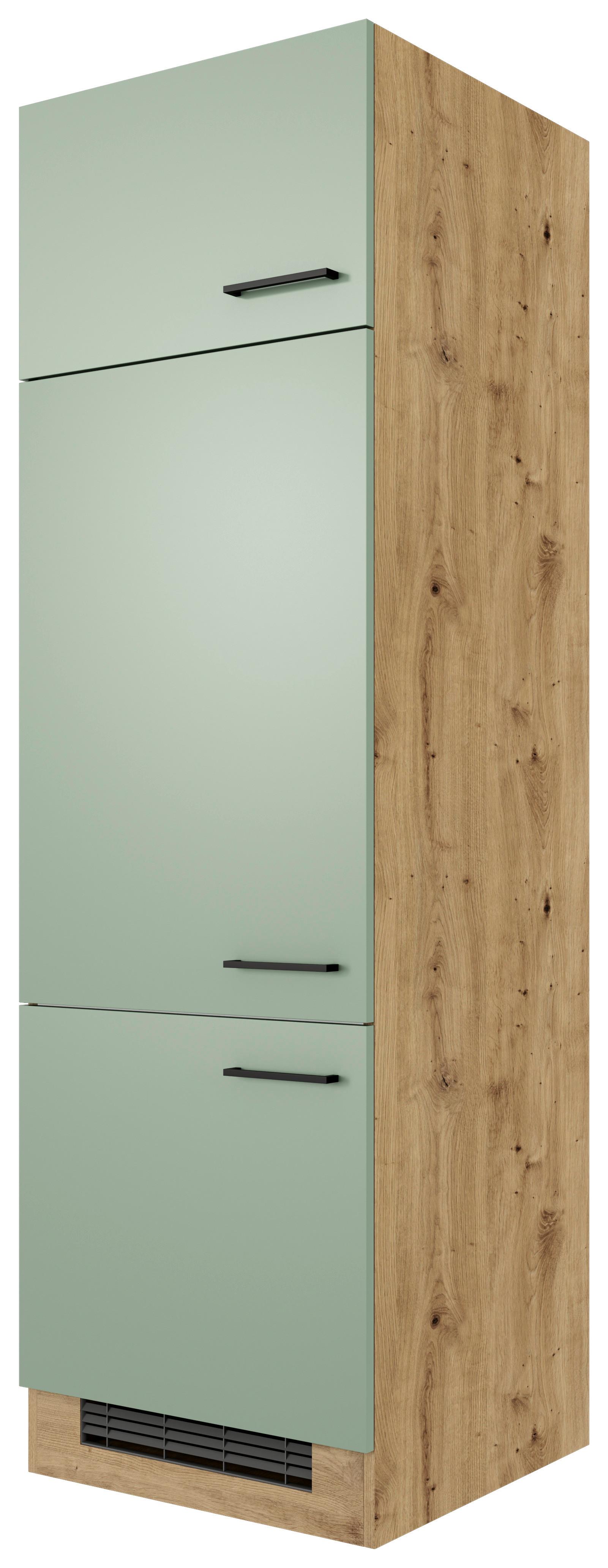 Geräteumbauschrank Cara ca. 60x200x57 cm Grün/Eiche - Schwarz/Eiche Artisan, KONVENTIONELL, Holzwerkstoff/Metall (60/200/57cm) - FlexWell