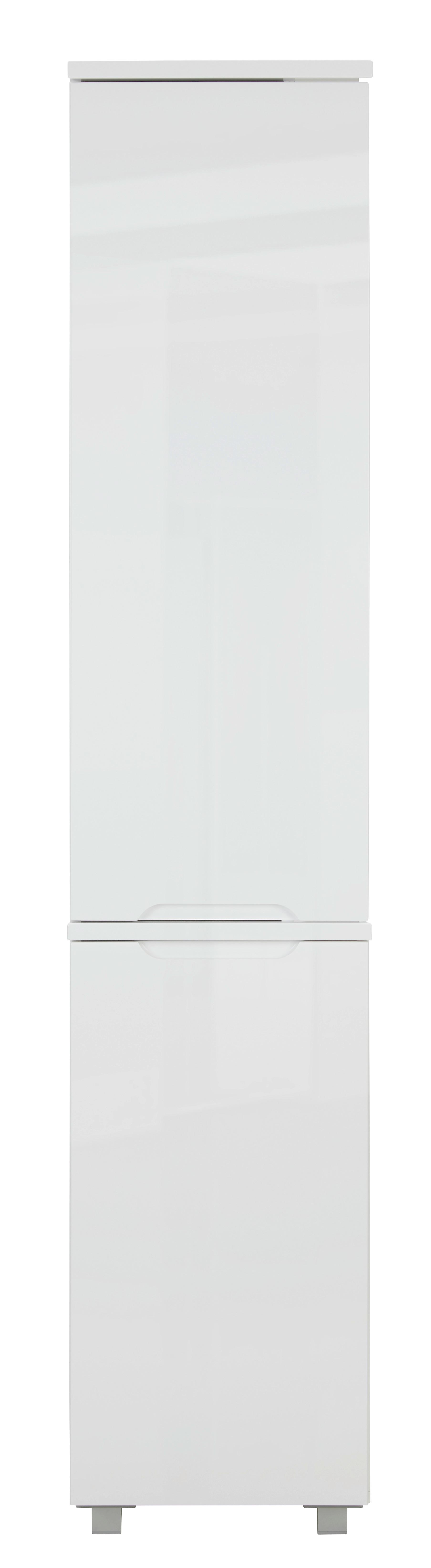 Hochschrank in Weiß - Silberfarben/Weiß, MODERN, Holzwerkstoff/Kunststoff (40/194/32cm) - Mömax