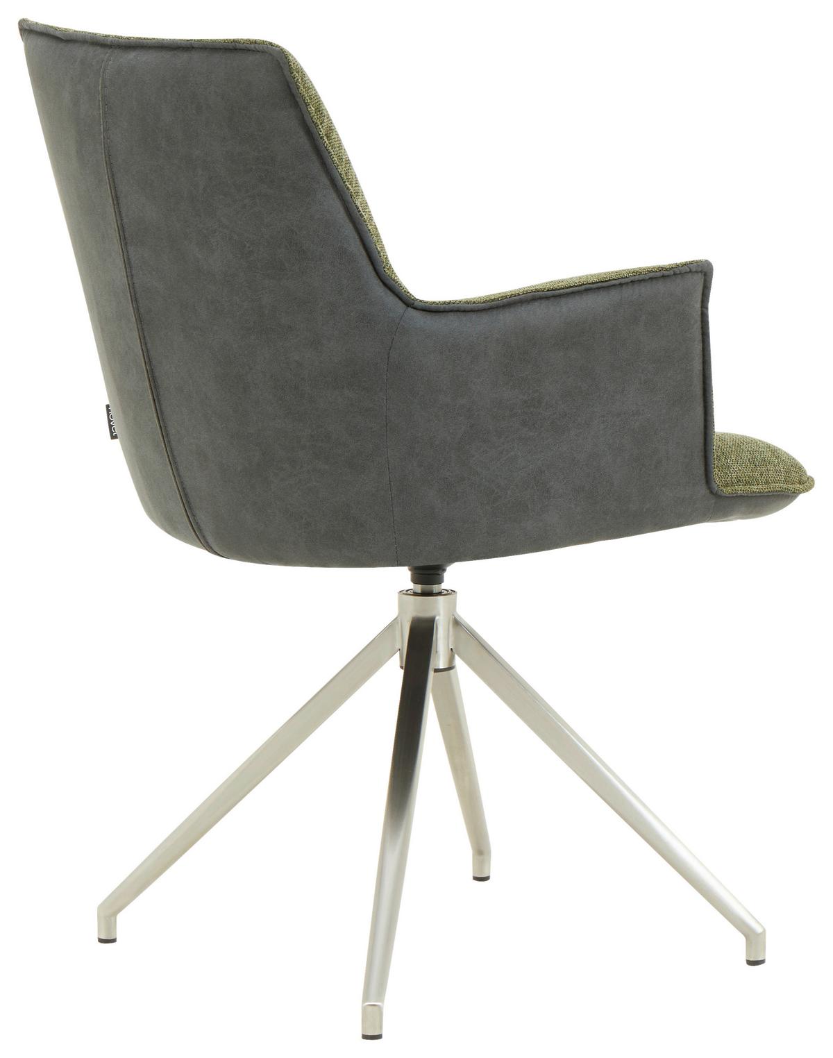 KRZESŁO Z PODŁOKIETNIKAMI OSAKA 2.0 - zielony/antracytowy, Design, metal/tkanina (59/89,5/63cm) - Novel