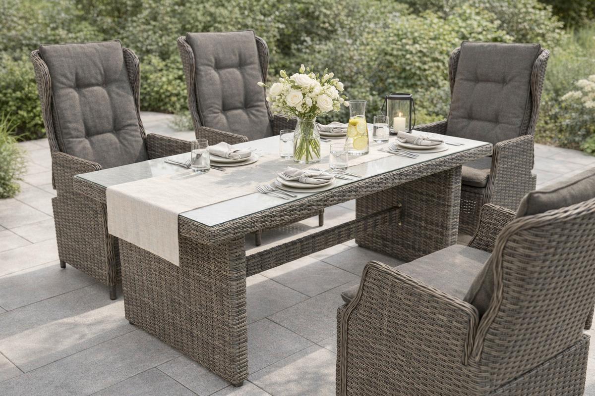 Gartensessel-Set Saviano 2-tlg. Grau - Grau, KONVENTIONELL, Kunststoff/Textil (58/108/69,5cm) - Gardenson