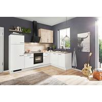 Eckküche inkl. 4 E-Geräte IP 1200 in Weiß -Eiche NB - Edelstahlfarben/Eichefarben, MODERN, Holzwerkstoff/Metall (285/175cm) - Impuls
