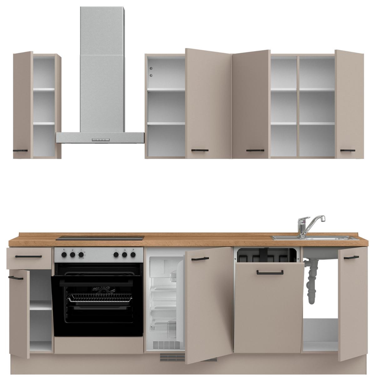 Küchenleerblock Easytouch Low o. Geräte Sandfarben - Sandfarben/Eichefarben, MODERN, Holzwerkstoff/Metall (240cm) - Nobilia