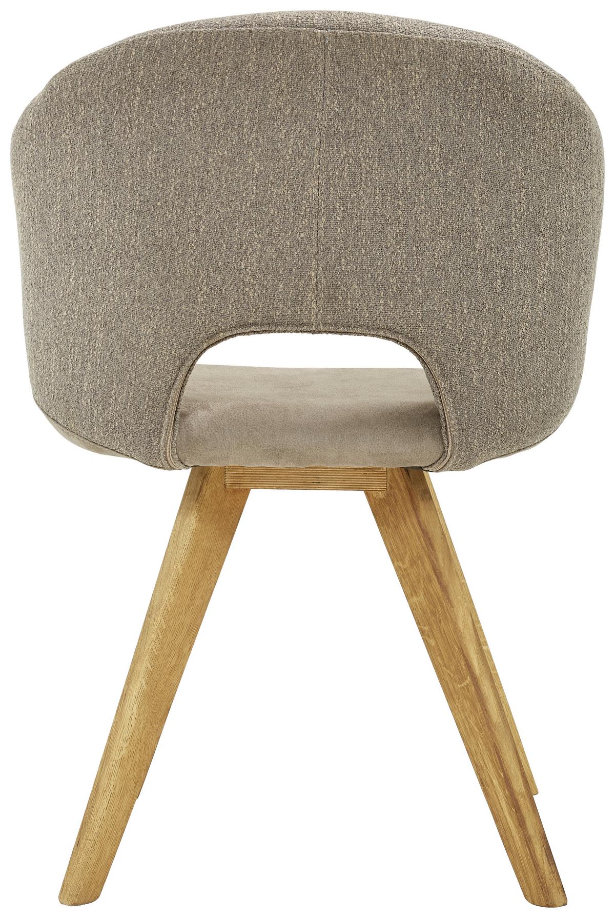 KRZESŁO Z PODŁOKIETNIKAMI RINCON - kolor dębowy/kremowy, Design, materiał drewnopochodny/tkanina (58/83/59cm) - Linea Natura