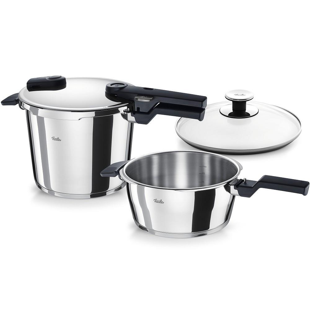 ZESTAW SZYBKOWARÓW 600-410-13-080/0 FISSLER - kolor srebrny, Basics, metal (6+3,5l) - Fissler