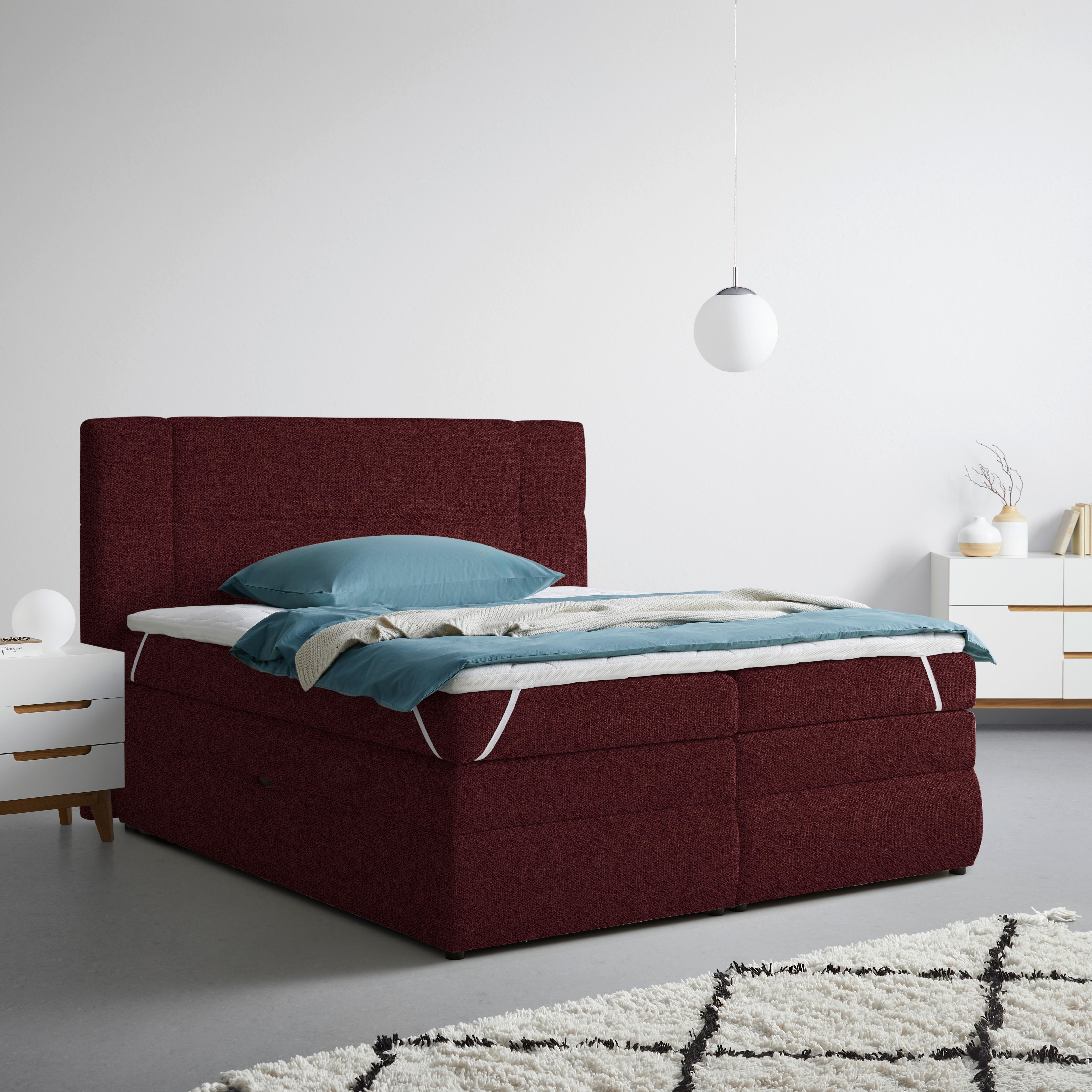 Boxspringbett Palace Weinrot ca. 180x200cm - Weinrot, KONVENTIONELL, Kunststoff/Textil (180/200cm) - Premium Living