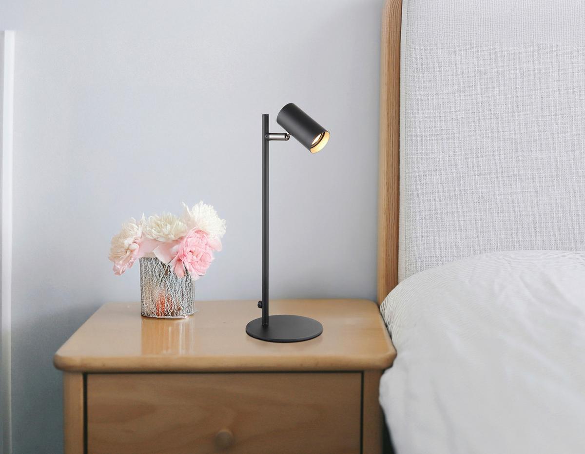 Led Stolna Svjetiljka Este - crni krom/crna, Design, metal/plastika (13/35,5cm) - Globo