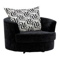 Designsessel Cabona drehbar Strukturstoff schwarz - Beige/Schwarz, MODERN, Textil/Metall (115/72/115cm) - Premium Living