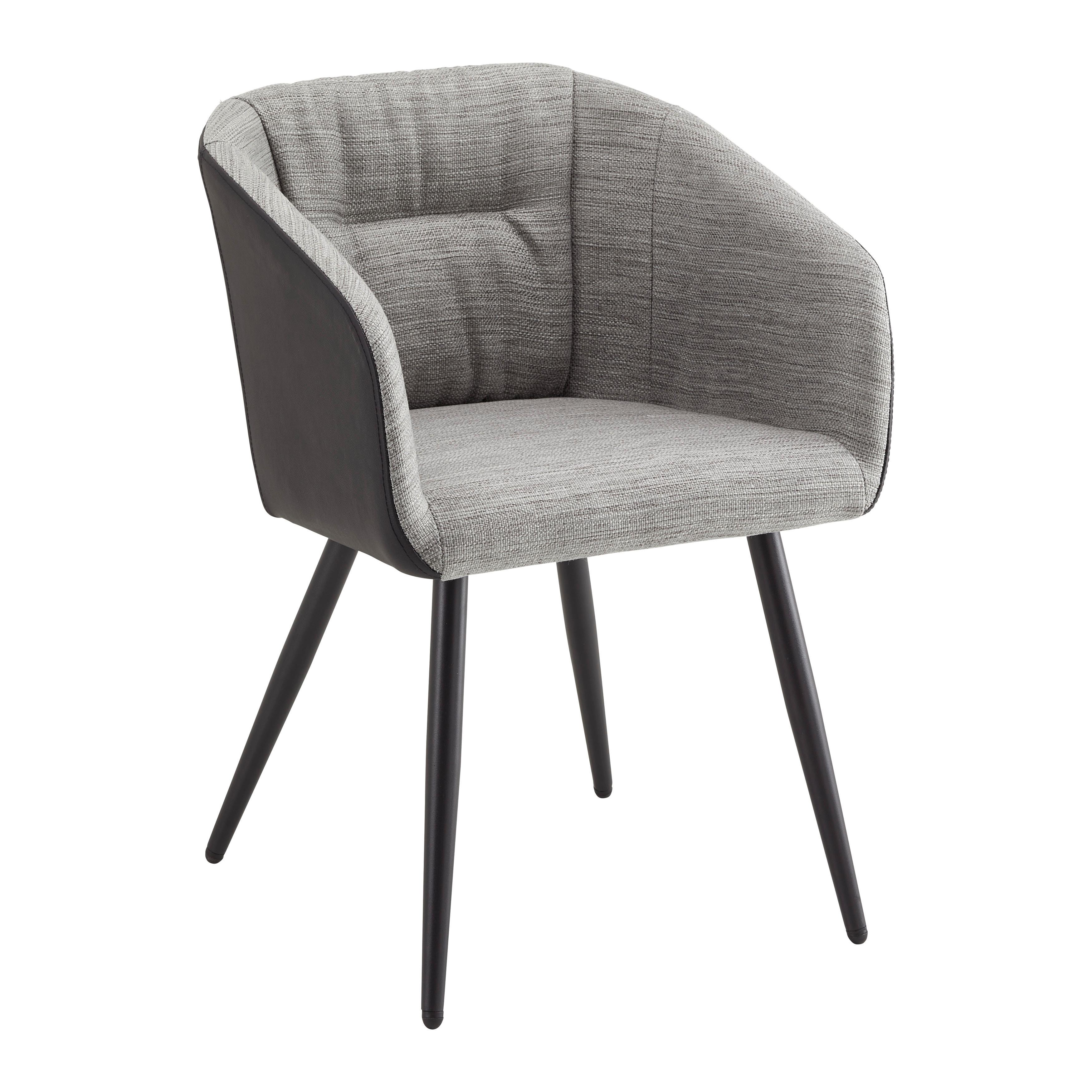 KRZESŁO Z PODŁOKIETNIKAMI BIANCO - czarny/szary, Modern, skóra/metal (55,5/75,5/58cm) - Bessagi Home