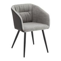 KRZESŁO Z PODŁOKIETNIKAMI BIANCO - czarny/szary, Modern, skóra/metal (55,5/75,5/58cm) - Bessagi Home