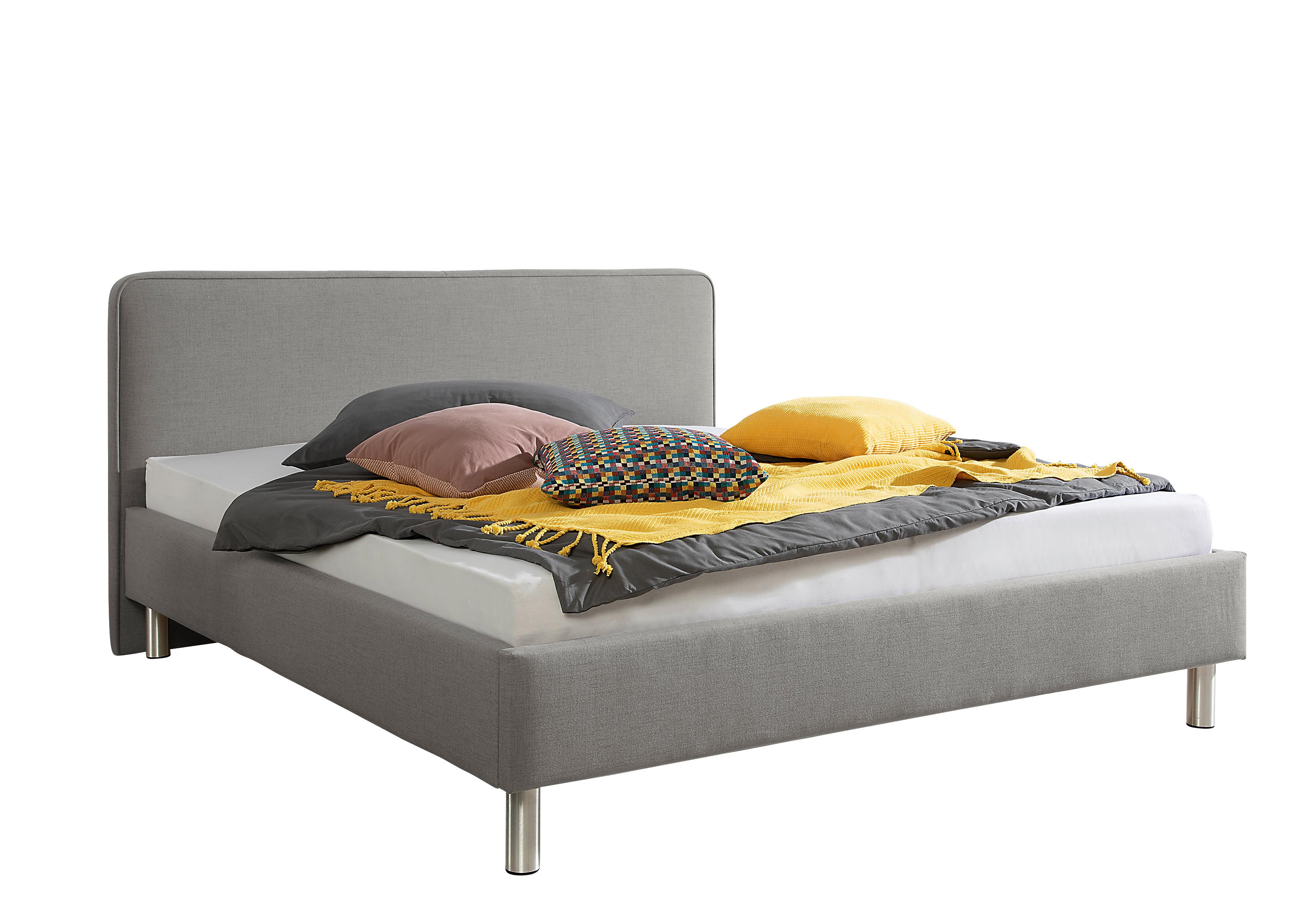 Polsterbett Jone Grau ca. 160x200 cm - Alufarben/Grau, MODERN, Textil/Metall (160/200cm) - Livetastic