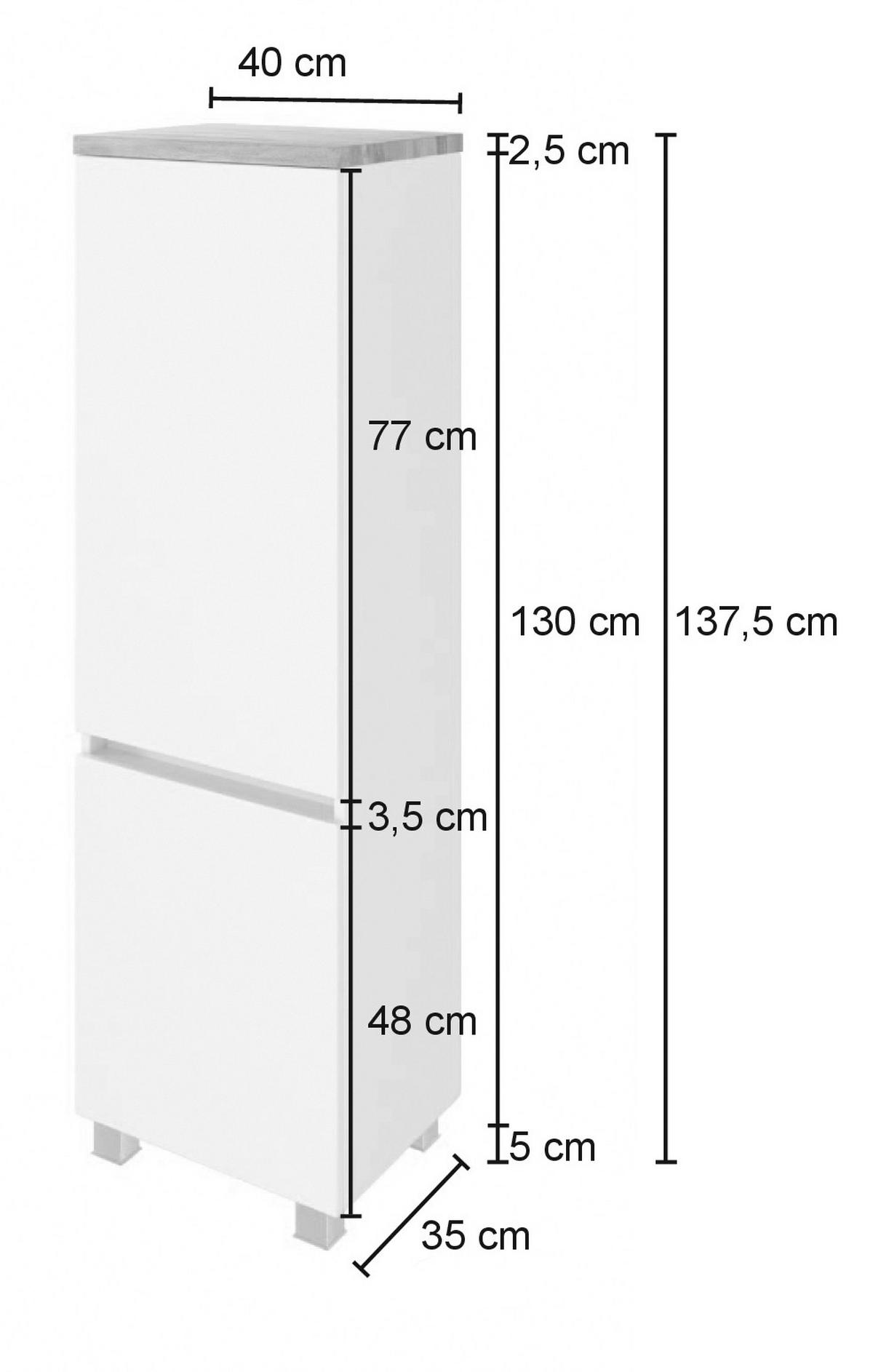 Midischrank in Grau 'Pienza' - Eichefarben/Silberfarben, Basics, Holzwerkstoff/Kunststoff (40/130/35cm) - Held