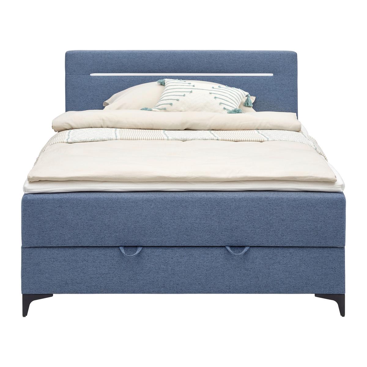 Boxbett Jerry in Blau ca. 140x200cm - Schwarz/Dunkelblau, KONVENTIONELL, Textil (140/200cm) - Mömax