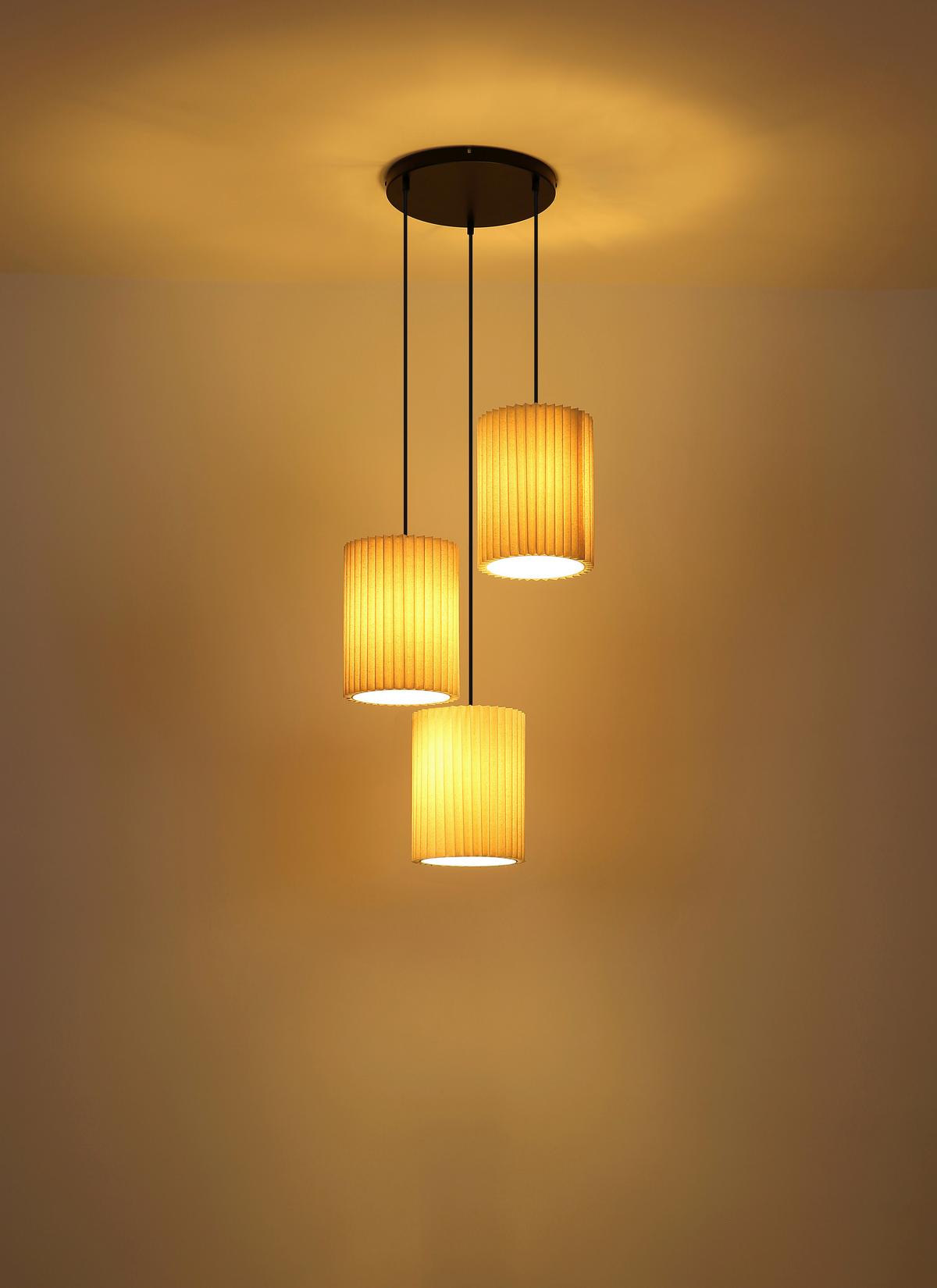 HÄNGELEUCHTE 15757-3 PAGE - Schwarz/Naturfarben, Basics, Textil/Metall (46/120cm) - Globo