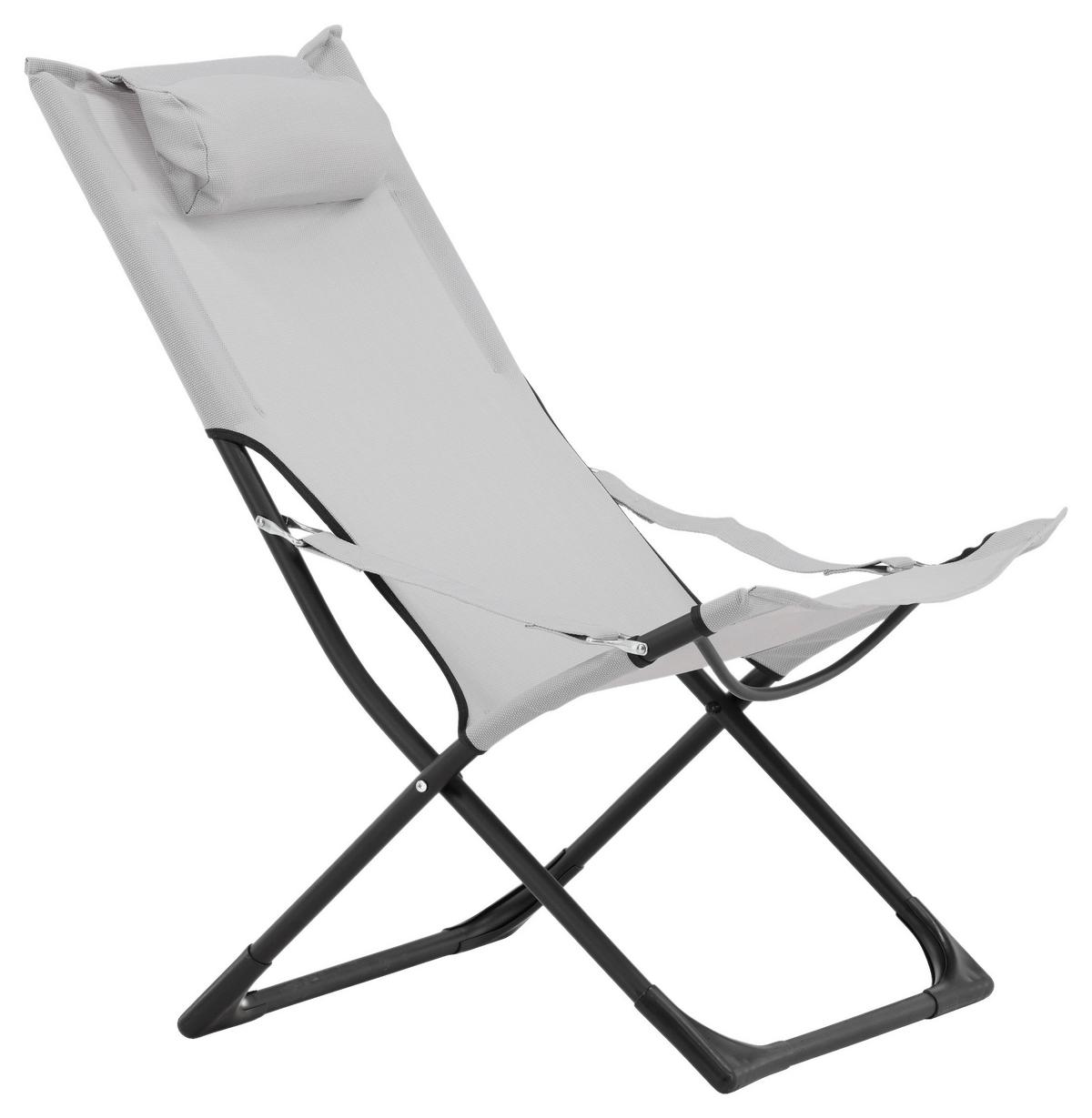 STRANDSTUHL SEVILLE - Schwarz/Grau, KONVENTIONELL, Textil/Metall (63/89/84cm) - Gardenson