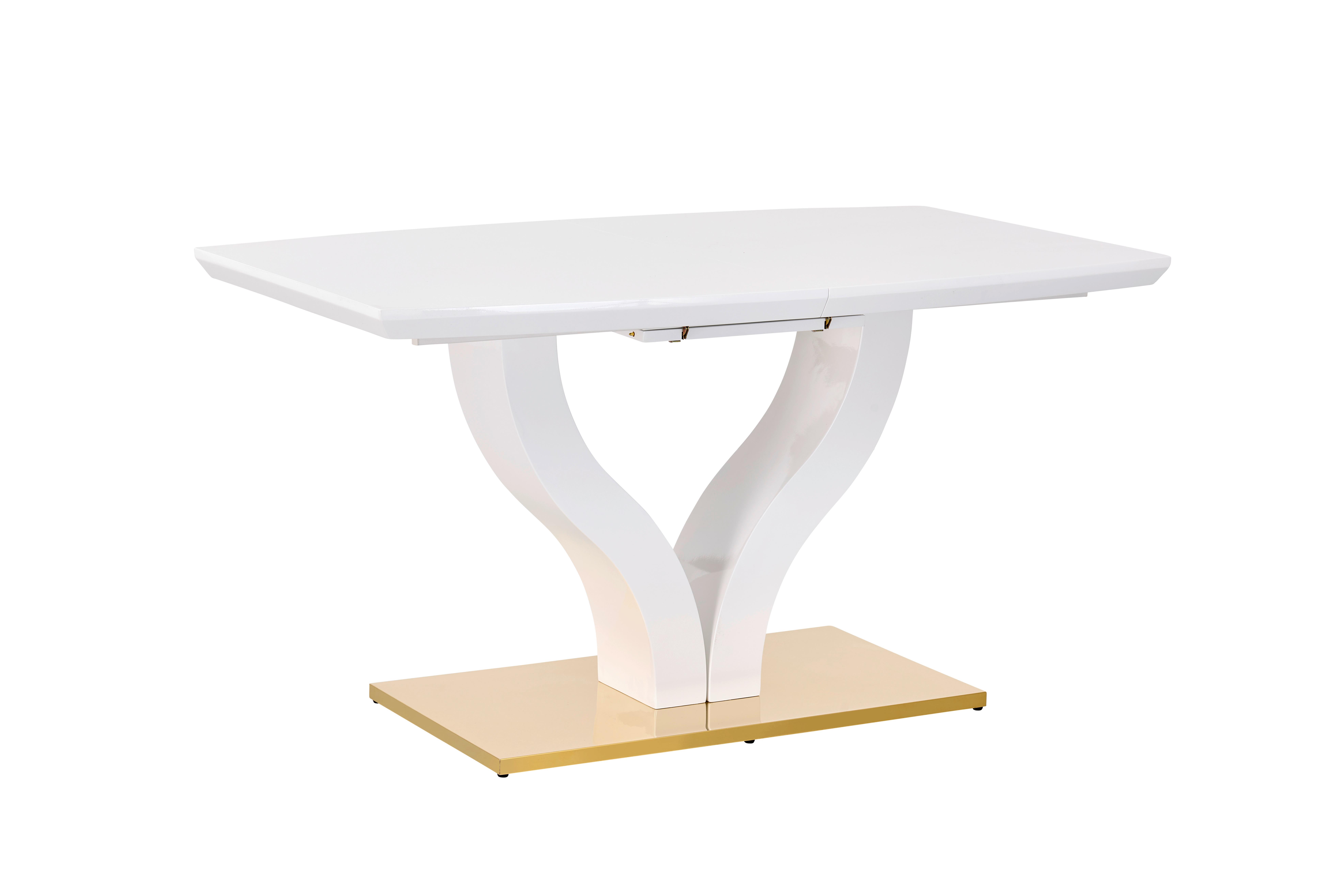 Jedilna Miza Jade Az, Bela, 140-180x90 - zlate barve/bela, Konvencionalno, kovina/leseni material (140-180/76/90cm) - MID.YOU