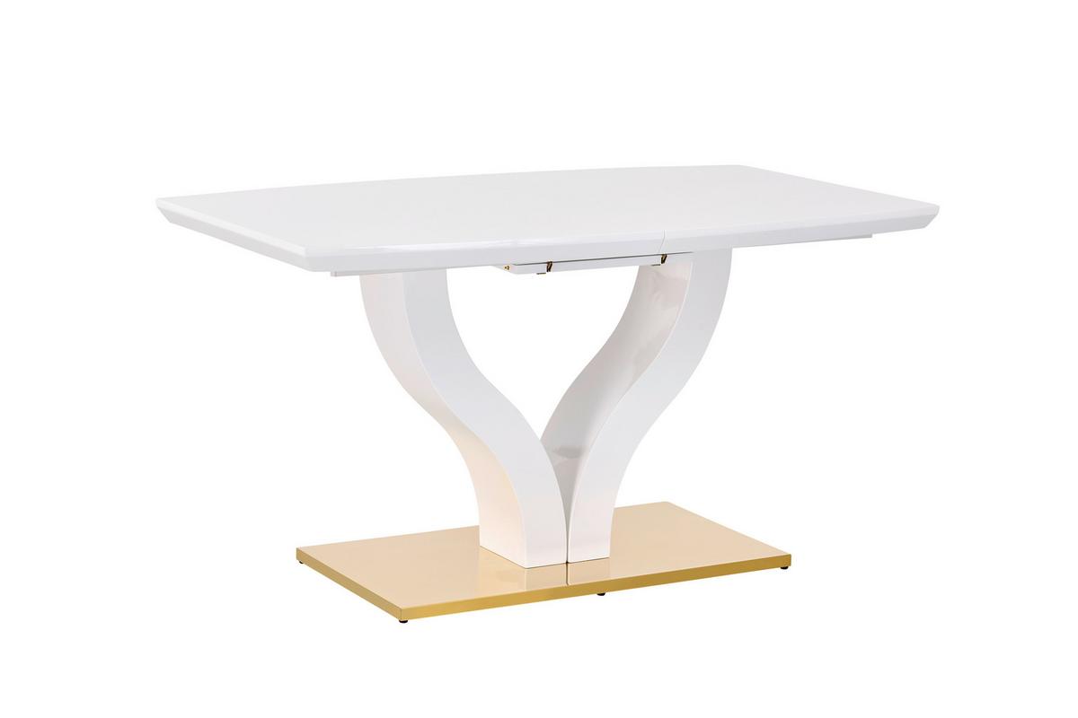 Jedilna Miza Jade Az, Bela, 140-180x90 - zlate barve/bela, Konvencionalno, kovina/leseni material (140-180/76/90cm) - MID.YOU