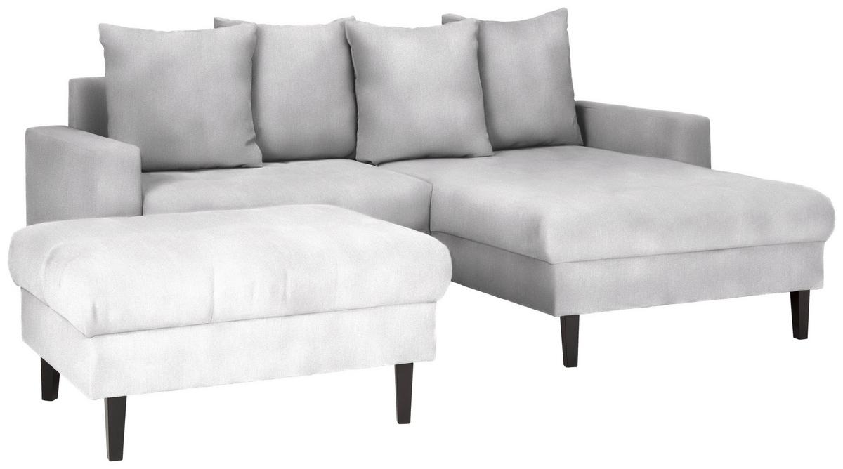 Ecksofa Boston Silberfarben - Silberfarben/Schwarz, KONVENTIONELL, Holz/Textil (215/92/160cm) - Based