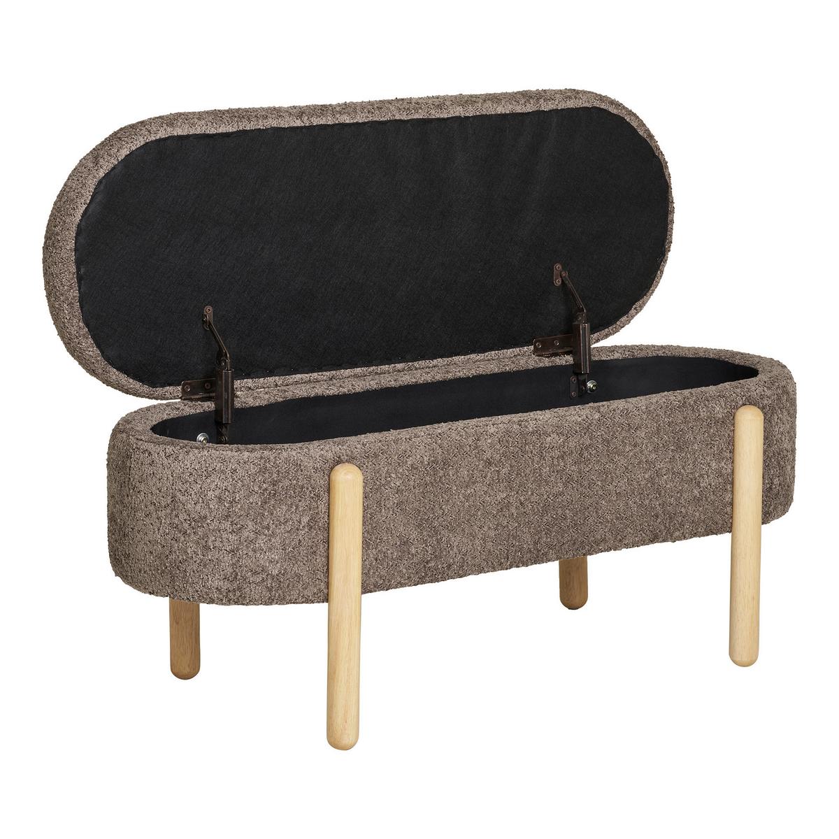 Truhenbank Branca Braun Bouclé - Braun/Naturfarben, Design, Holzwerkstoff/Textil (97/40/48cm) - MID.YOU