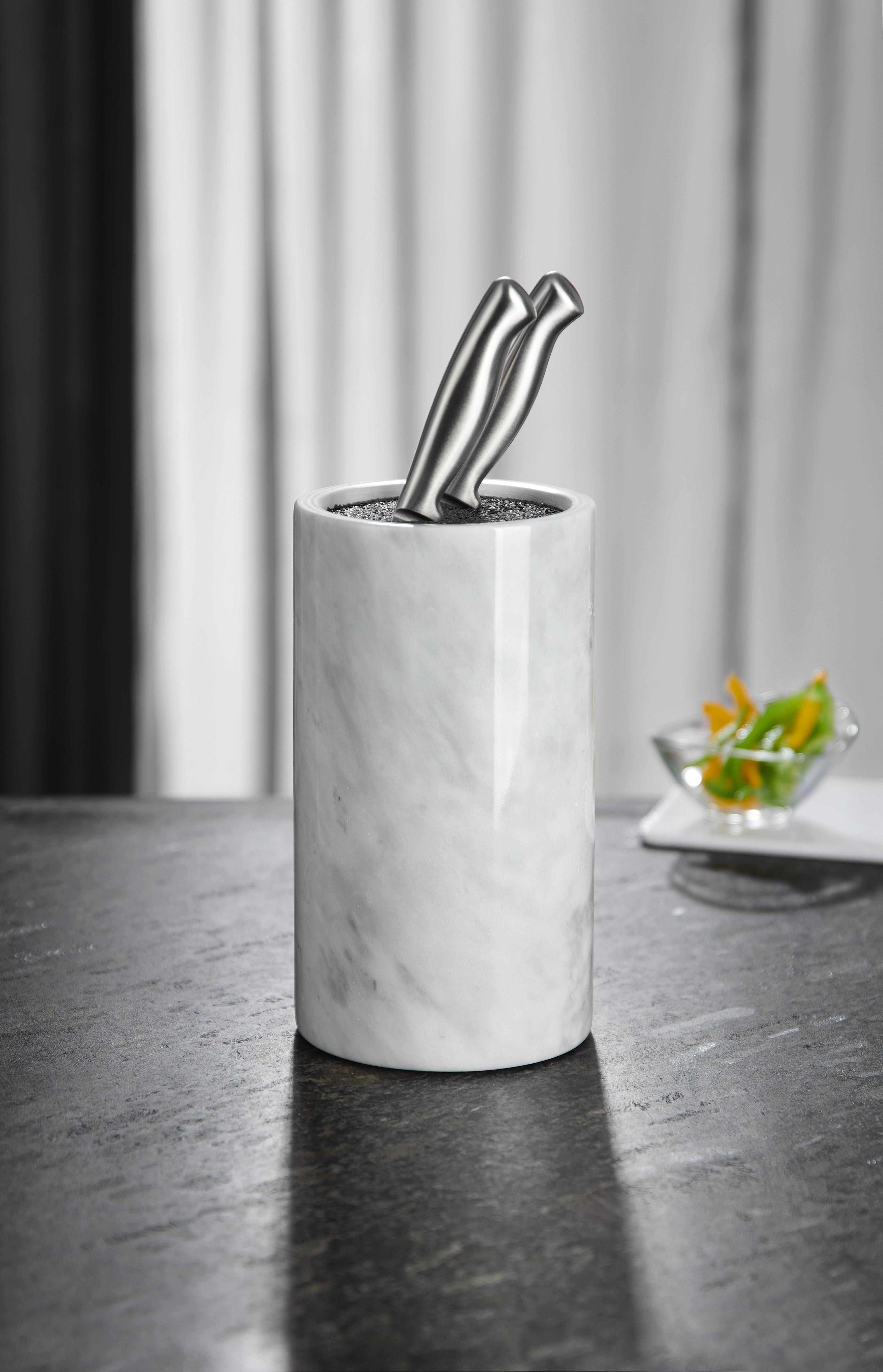 Messerblock Marble in Weiß Marmor - Weiß, MODERN, Kunststoff/Stein (13/23cm) - Premium Living