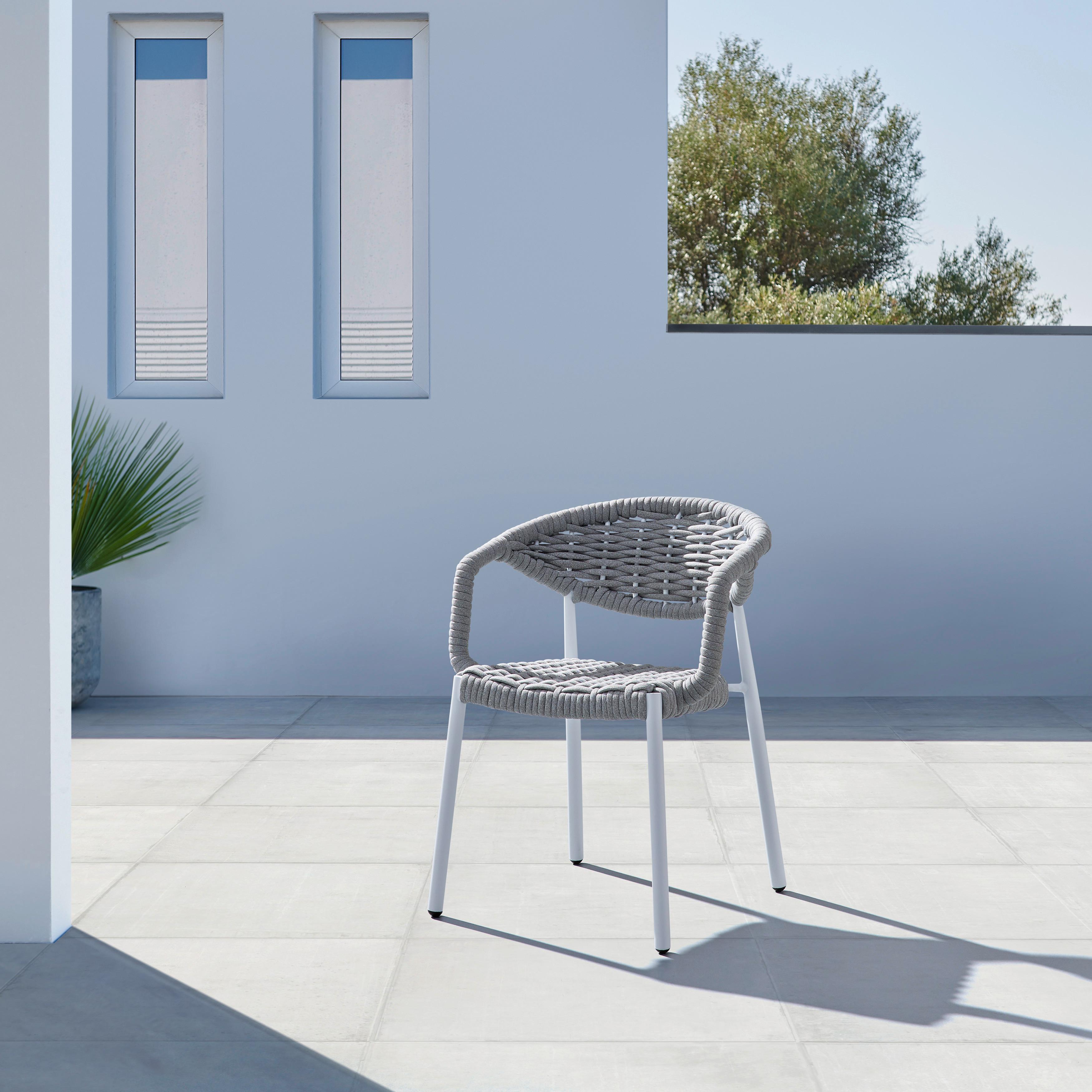 KRZESŁO OGRODOWE ANTONIA - biały/szary, Modern, metal/tkanina (58/76/59cm) - Bessagi Garden